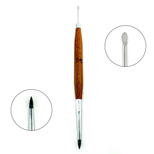Brown Wooden Handle Double-Head Silicone