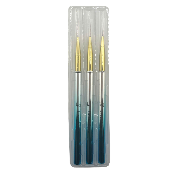 Gradient Blue Handle Liner Brushes Set 3pcs (12-15-20mm)